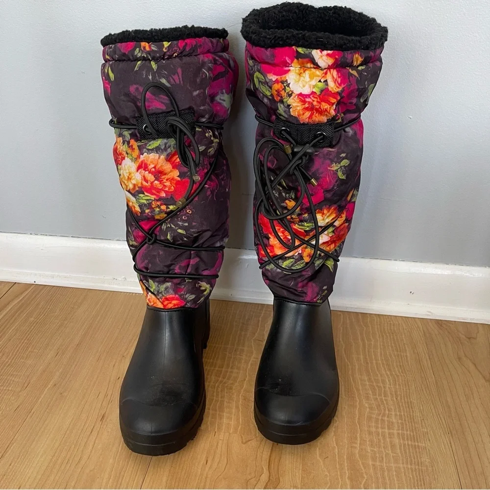 Dirty Laundry Pied Piper Floral Snow Boots Sz 7 Like New - Picture 4 of 12